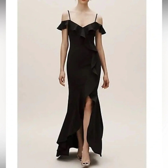 NWT BHLDN Lafayette Maxi Ruffle Dress Black Size 4 - Picture 1 of 15